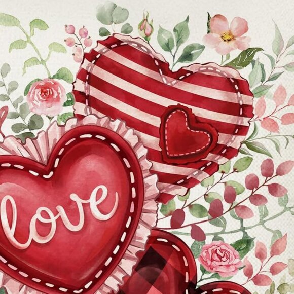 Valentines Day Throw Pillow Cover Decorative Accent Case Floral Heart Decor 18" - Picture 3 of 5